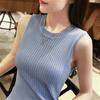 Summer Sleeveless Round Neck Casual Tank Tops Women Fashion Slim Fit Solid Base Pullover Tanks Women Camis Simple Office Lady Vest 26230