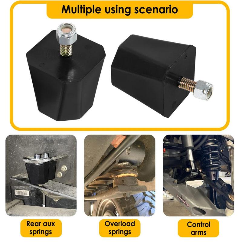 9.9136G Car Universal Bump Stop Set 2” Tall Suspensions for Overload Spring, Leaf Spring, Control Arms, Traction Bars, Axles