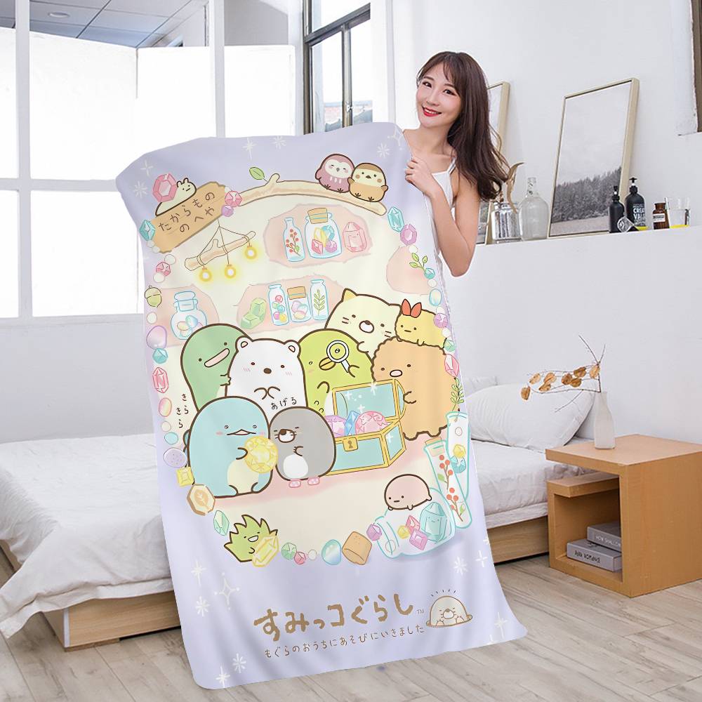 Япония Аниме Sumikko Gurashi Полотенце для ванны Микрофибра Мягкое Впитывающее Воздухопроницаемое Для Девочки Детей Декоративное Мультяшное Пляжное Полотенце
