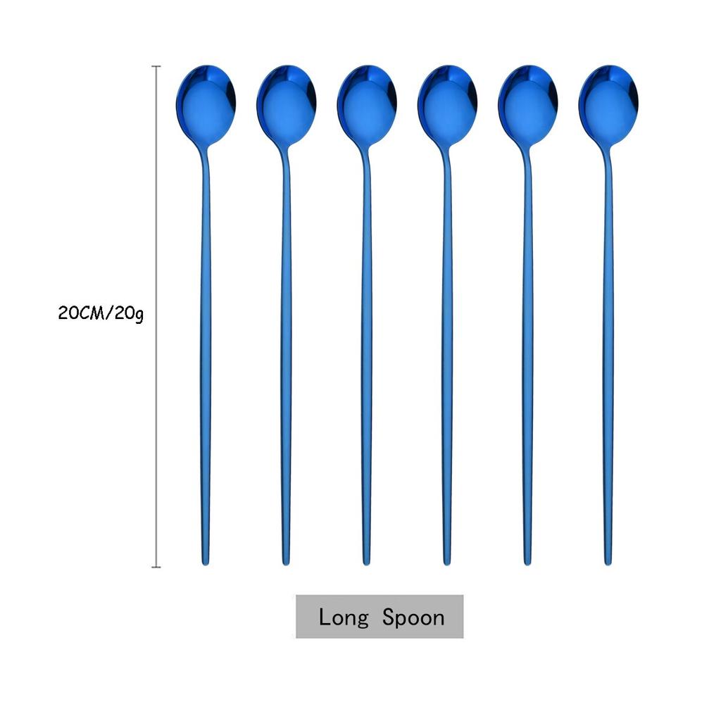 6 шт./компл., красочная ложка с длинной ручкой, столовая посуда, посуда для сока, кофе, перемешивающая посуда, ложка для мороженого, набор столовых приборов, кухонные инструменты
