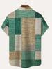 Мужская рубашка с коротким рукавом из винтажного геометрического коврового твила с 3D-цифровым принтом и карманом на пуговицах, 100% полиэстер, летняя повседневная