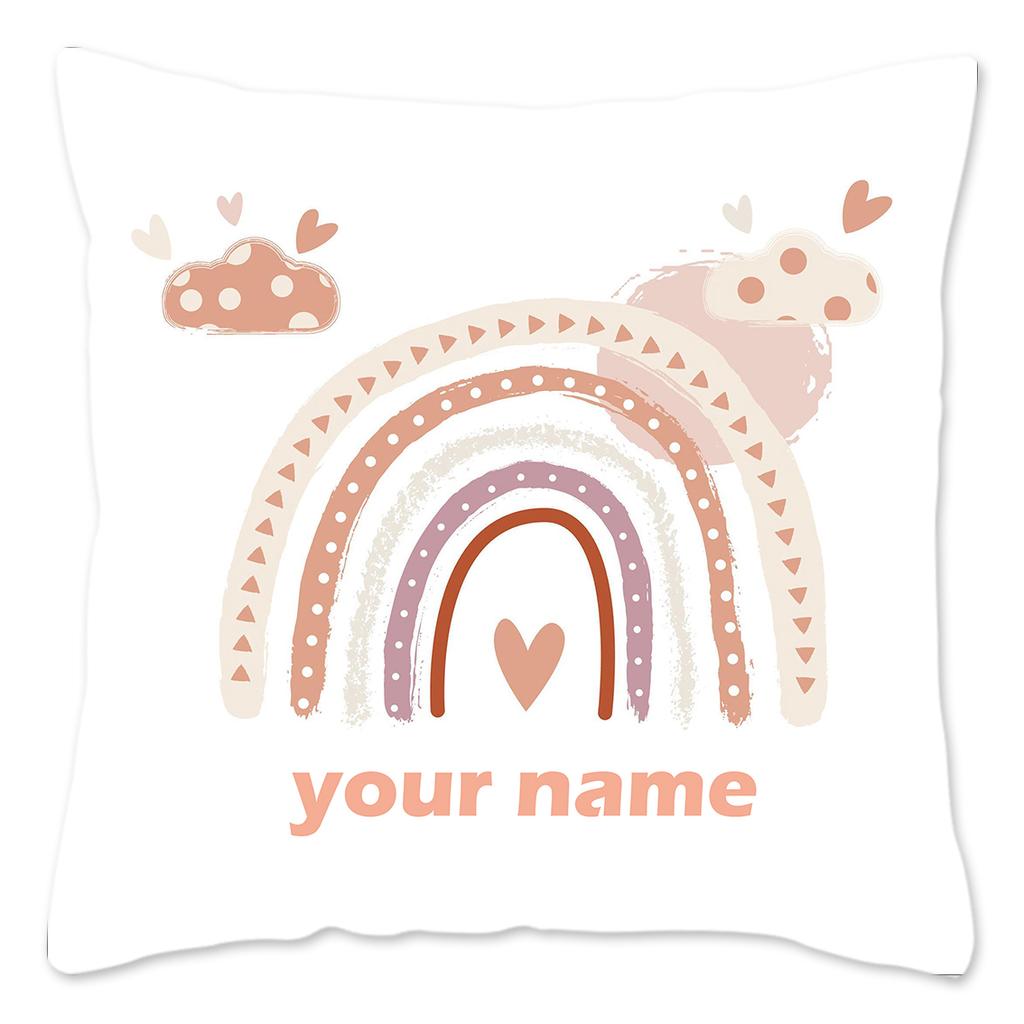 Rainbow Print Custom Cushion Cover Adult Children Personalized Name Customize Pillowcase Home Housewarming Birthday Gifts