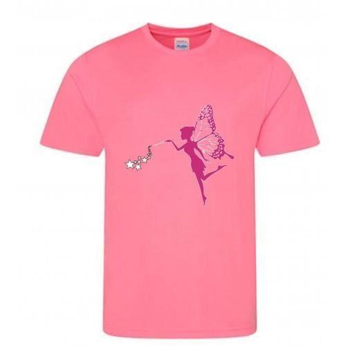 Tee shirt enfant - Fée - Lot de 2 - Manches courtes - 100% polyester - Blanc et rose