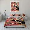 Japanese Maple Pattern Decor Set Bedding Set with 1 Duvet Cover 2 Pillowcases Single Double King Queen, Gift