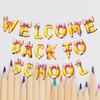 Cartoon Welcome Back To School Banner Pencil Background Hanging Flag  for Birthday Party Decor
