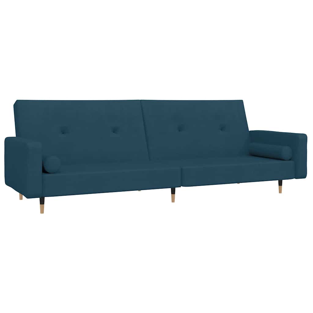2 Seater Sofa Bed with 2 Pillows Blue Velvet