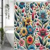 Весенняя красочная цветочная занавеска для душа с листьями, декоративная занавеска для душа для ванной комнаты, водонепроницаемая занавеска для душа с крючками