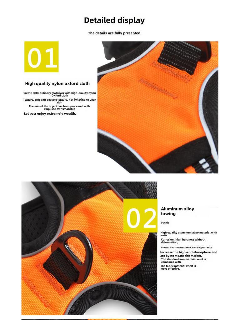 Светоотражающая двухслойная шлейка для собаки и комплект поводка с ошейником на пряжке