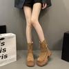 Модные женские ботильоны, износостойкие, нескользящие, 2024, новые осенне-зимние ботинки для женщин на открытом воздухе, модные однотонные женские ботинки