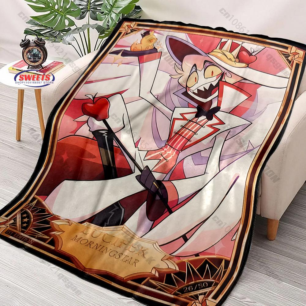 6 Sizes L-Luc1fer M0rningstar H-Hazbin Hotel Theme Print Blanket Home Travel Blanket Sofa Bedding Cover Blanket Wonderful Gift