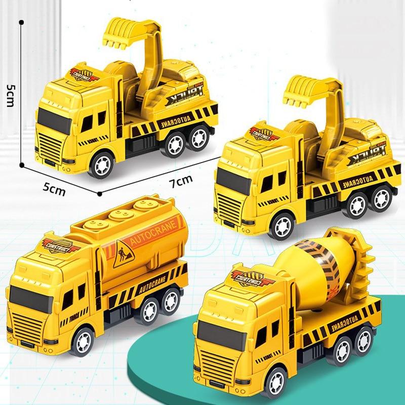 4 Pack Pull Back Cars, Friction Powered Toy Vehicles Construction Set - Dump Truck Crane For Toddlers Boys Girls Gift