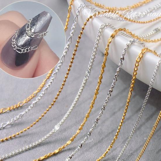 Nail Chain Multi-purpose DIY Glittery 3D Manicure DIY Metal Chain Charms for Girl