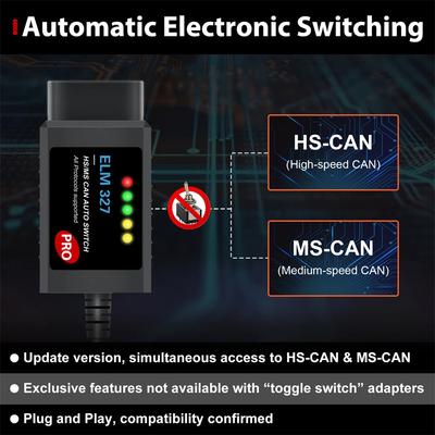 Forscan Pro ELM327 V1.5 Адаптер сканера OBD2 Чип PIC18F25K80 С переключателем HS/MS CAN Для кодирования Ford Mazda Инструмент для диагностики автомобиля