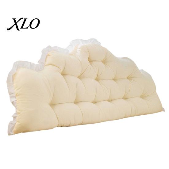 Cushion for Dorm Room Headboard with Ruffle Trim, Pillow, Crown Shape, Bed Soft Support Reading Wedge Pillow College Bedroom Decor, Back Plush Fleece