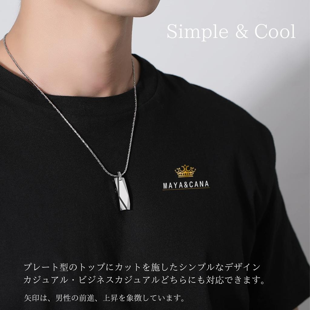 Magnetic Necklace for 4 Magnetic Pieces Tungsten Stainless Steel Gift Box Included [MAYA&CANA] Men, Strong, Popular, <Japanese Design> Chain, 55cm,