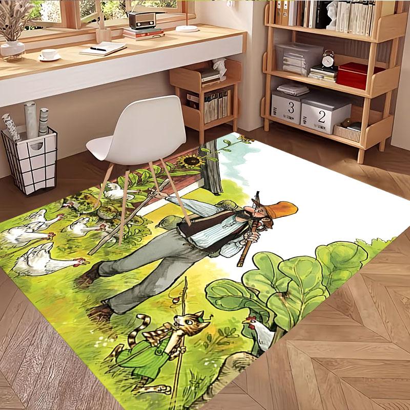 Pettersson und Findus Print Rug, Washable Floor Carpet, For Entryway Dorm Laundry Room Office Study, Home Decor Birthday Christmas Gift
