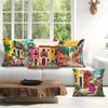 1,4 Pcs Mexican Retro Abstract Single-Sided Printed Pillowcase Cushion Cover,Suitable For Living Room,Bedroom,Car Decoration