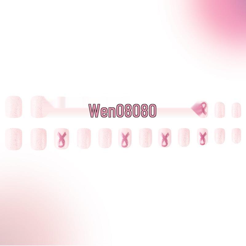 Valentine's Day Glossy Press-On Nails - 24-Piece Removable Set