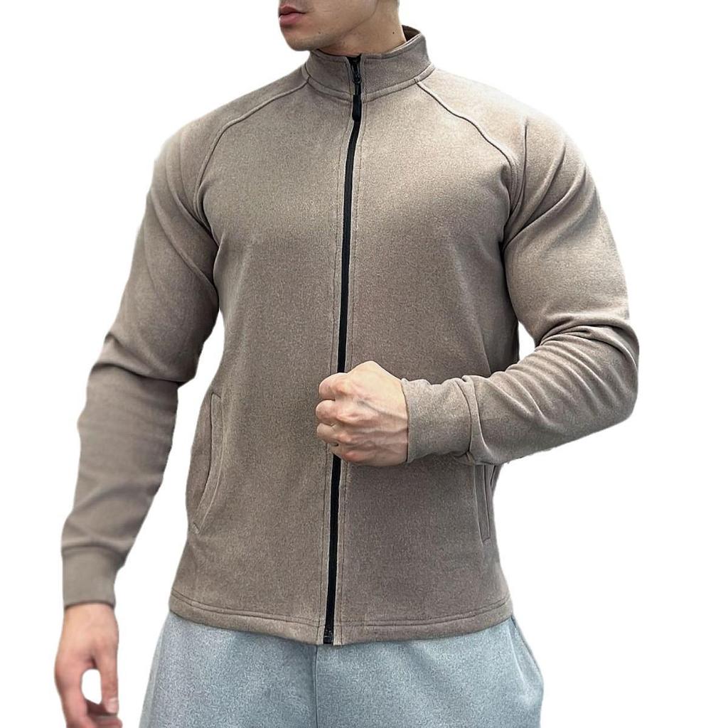 Мужской Тяжелый Двусторонний Теплосберегающий Приталенный Базовый Слой на Молнии с Длинным Рукавом Высокой Эластичности для Фитнеса Осень/Зима.