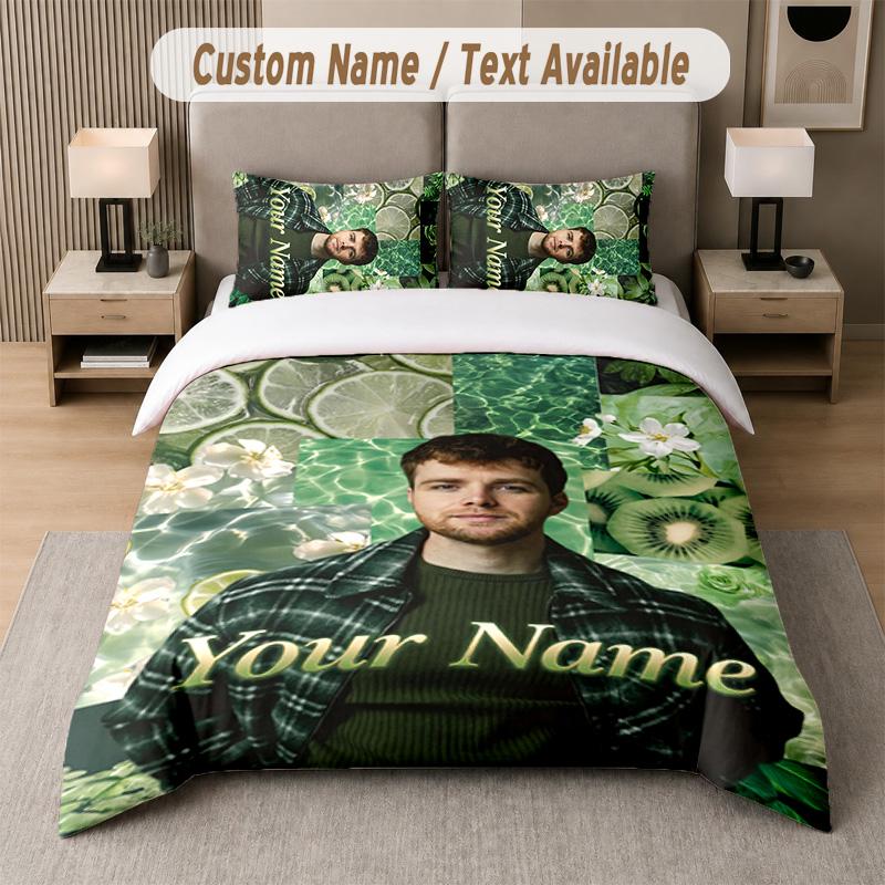 Alex Warren 3Pcs Bedding Set, Personalized Custom Name Text, 1 Duvet Cover & 2 Pillowcases For Bedroom