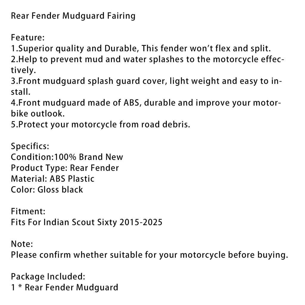 Заднее крыло, брызговик, обтекатель для Indian Scout Sixty 2015-2025
