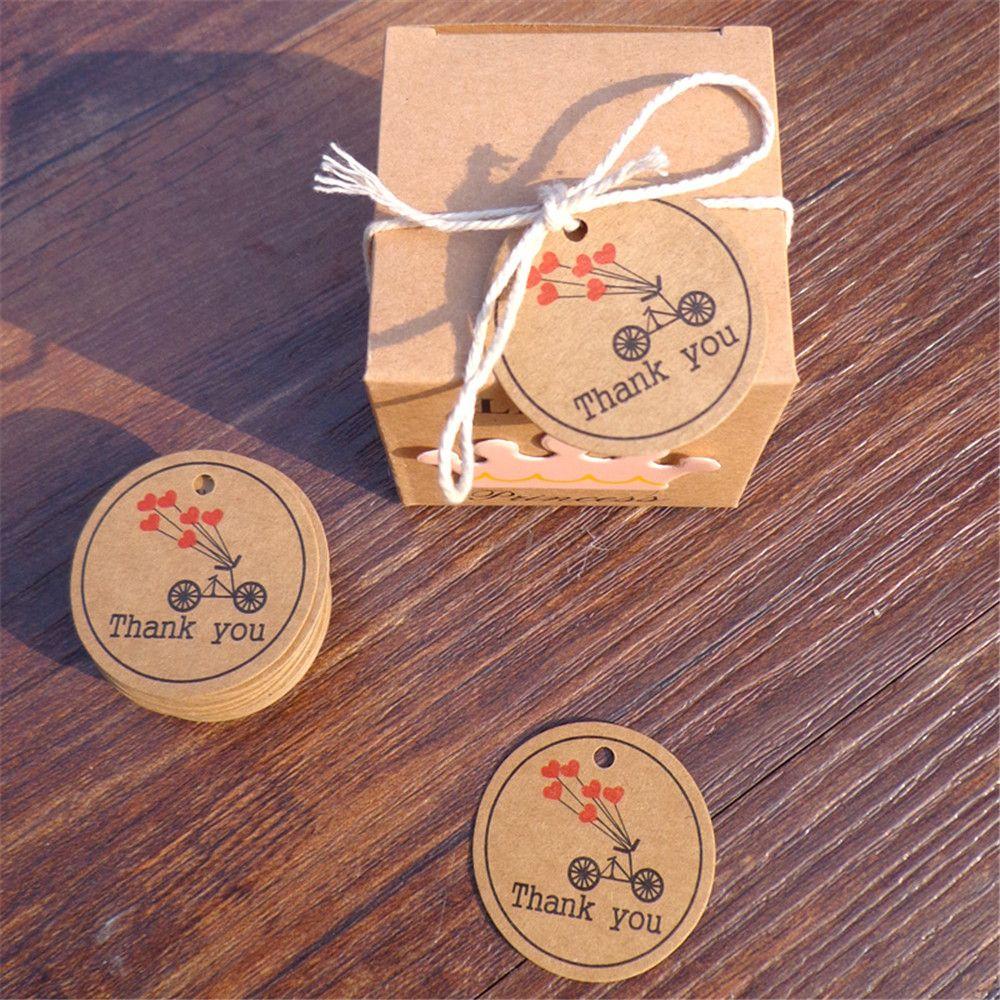 100PCS Hanging Kraft paper Package Price Label Tag Cards Gift Tags Red Heart