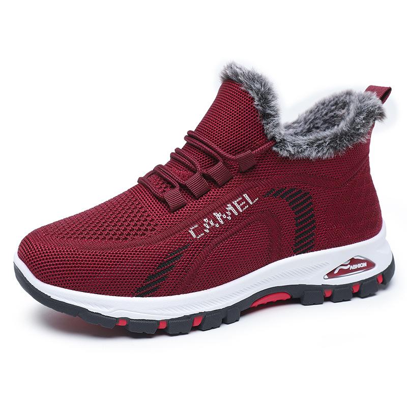 Новая бархатная утепленная женская спортивная обувь, модная повседневная теплая обувь, нескользящие и амортизирующие зимние кроссовки