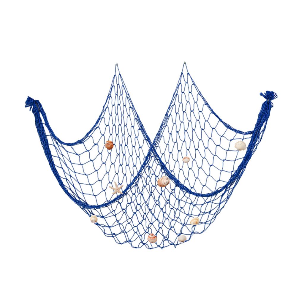 Прибрежное очарование Хлопковая рыболовная сеть Декорация Морской настенный арт для гостиной и спальни 59x79 дюймов