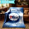 1PC Custom Name Blanket 76ers Basketball Team Flannel blankets Patterns Throw Blanket All-Season Soft Gift for Couch, Bed, Camping, Birthday gifts