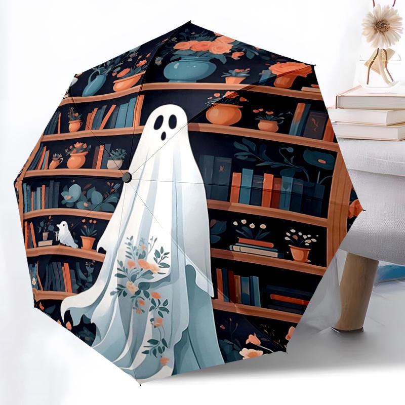 1pc Ghost Figure Fully Automatic Folding Portable Umbrella, 8 Iron Frames, Three-Fold Design, Suitable for All Seasons, Suitable for Outdoor Use.S068