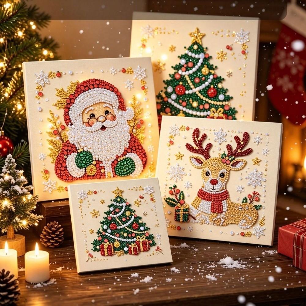 3D Pearl Art DIY Pearl Bead Art Set With Frame Santa Rhinestone Painting Set for Adults