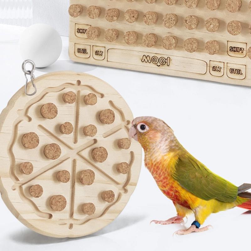 Parrot Pecking Cork Toy Wood Block Grinding Toy for Small Medium Bird Birdcages Hangable Entertainment Toy Y5GB