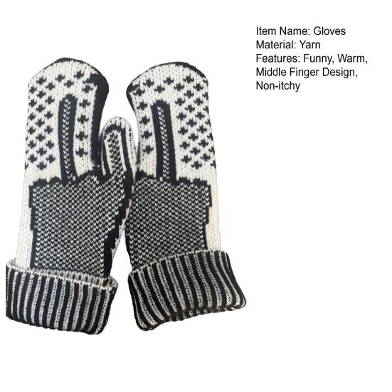 Забавные варежки со средним пальцем, уютные вязаные перчатки со скрытым отношением, дерзкие вязаные перчатки с жестом «фак»