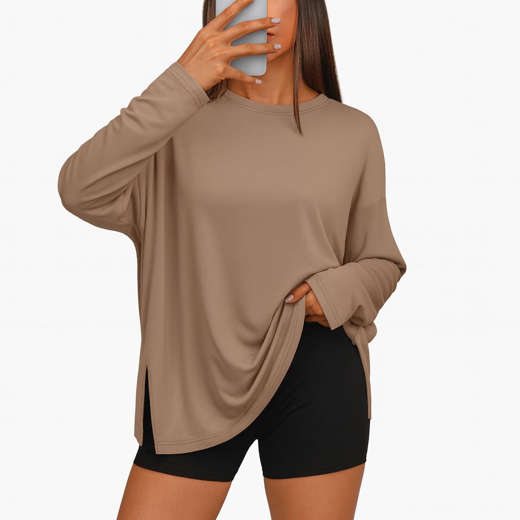 Womens Oversized Long Sleeve T Shirts  Basic Crewneck Tee Fall Tops Casual Pullover