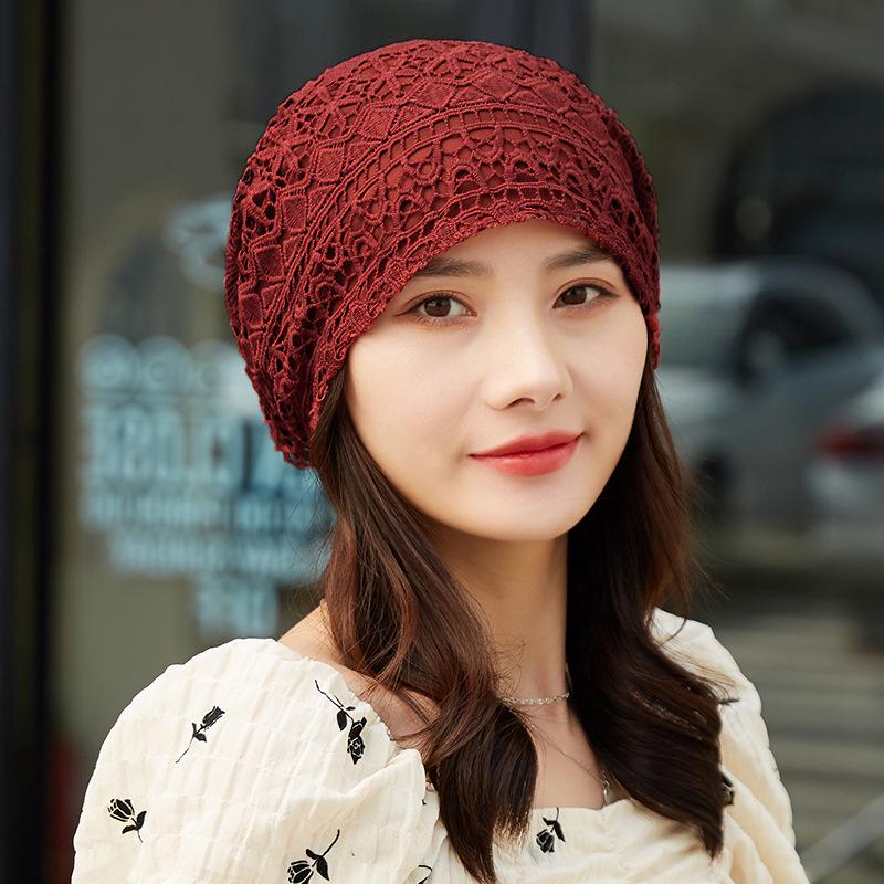 Женская дышащая кружевная шапочка-бини – Тонкий вязаный платок для покрытия волос
