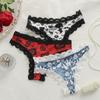 Lace Patchwork Seamless Halloween & Christmas Print Ice Silk Thong 367