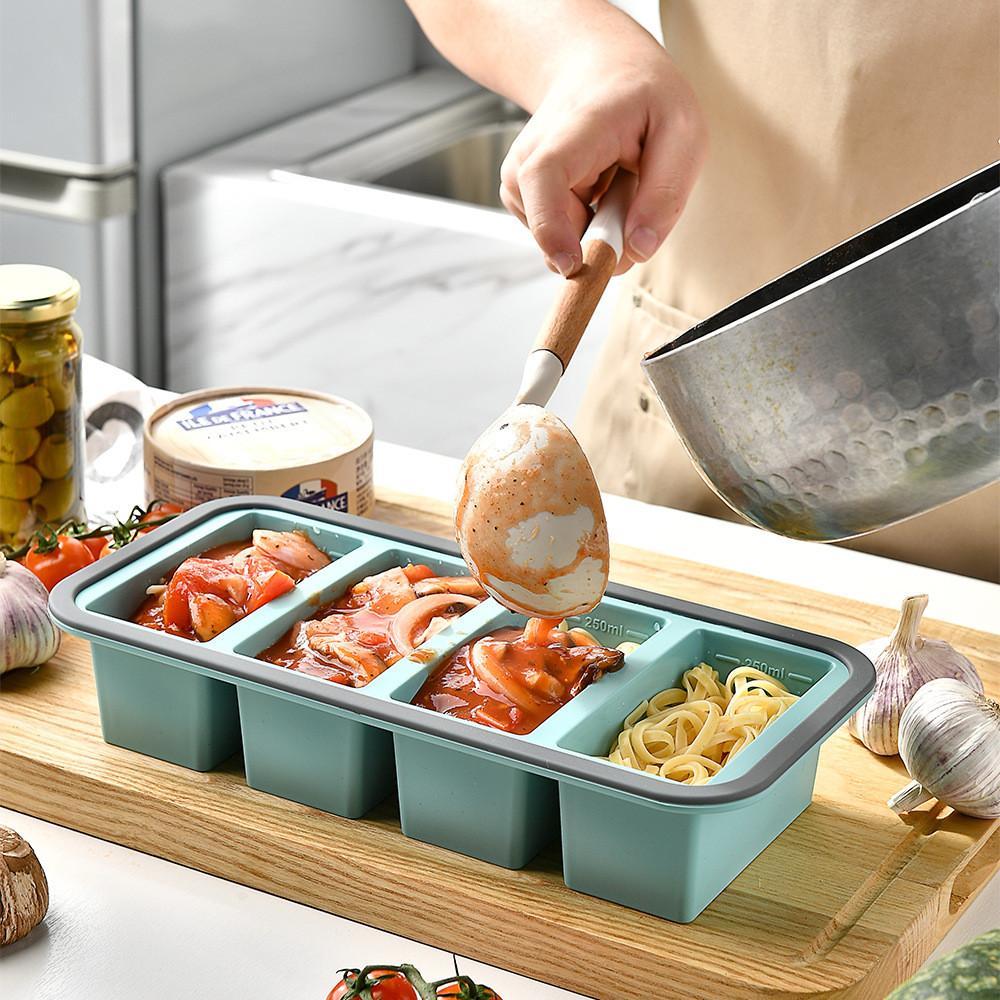 Силиконовый контейнер для хранения продуктов с крышкой и разделителями для заморозки и приготовления еды