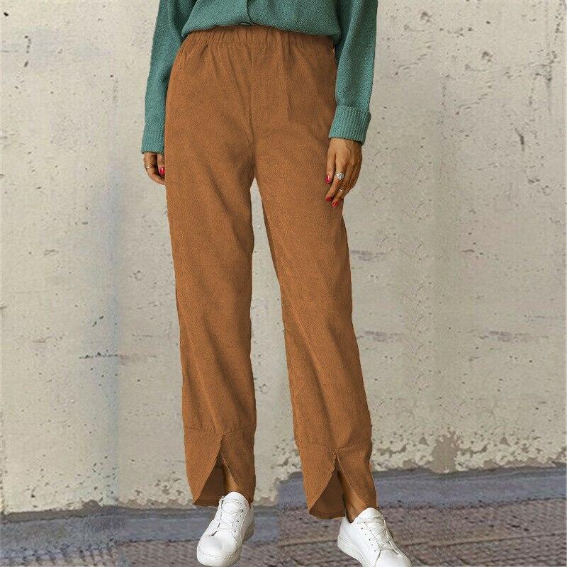 Fashoin Casual Straight Wide Leg Pants Women Fashion Corduroy Baggy Pants Woman Solid Vintage High Waist Trousers Pantalon 24077