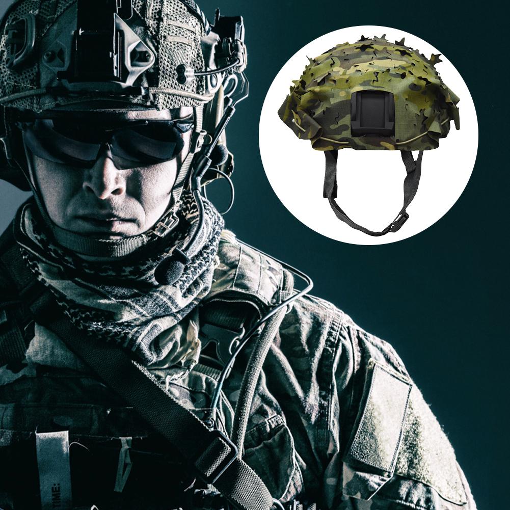 Tactical Helmet Cover Camo Helmet Cover 3D Breathable Mesh Helmet Cover Leaf Shape Adjustable Helmet Accessories
