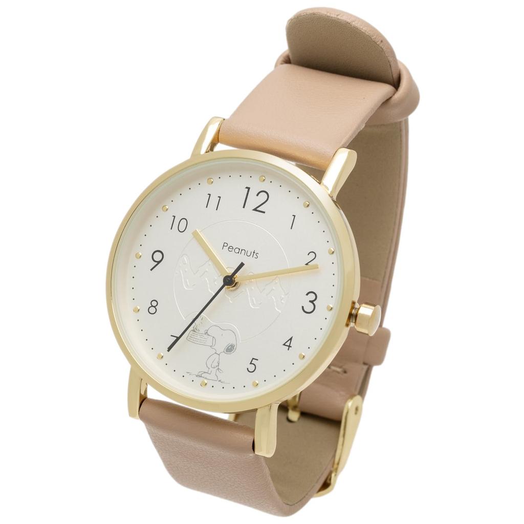[Perfect World] Женские часы Snoopy Analog Leather Strap Watch Zigza Etched, бежевые PNT043-2