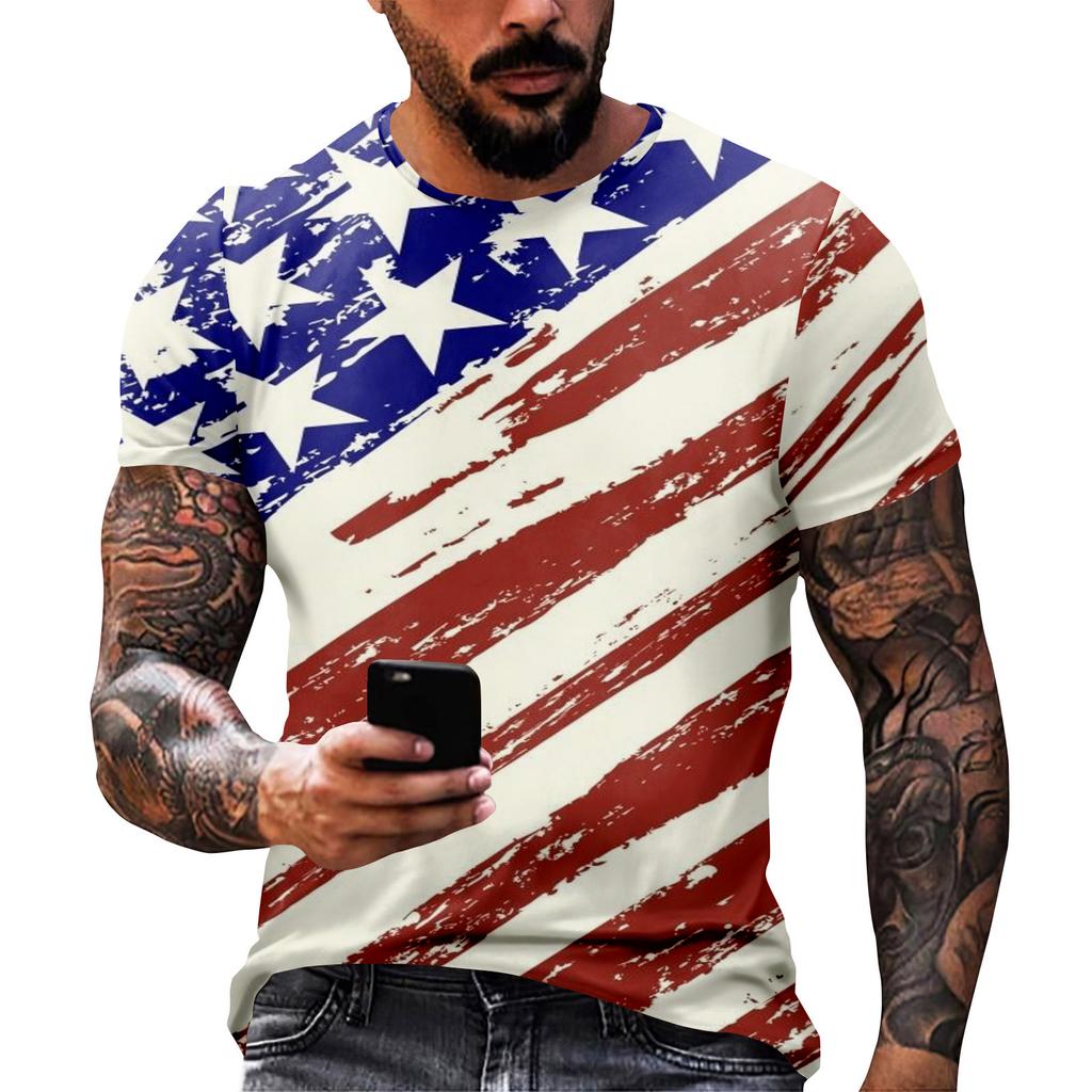 Принт «День независимости» — мужская повседневная футболка с круглым вырезом и короткими рукавами