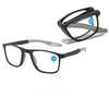 Fashionable Square Frame Portable Folding Presbyopia Glasses Hd Blue Light Blocking Business Reading Glasses With Plus Diopters