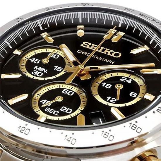SEIKO 1 5-секундный хронограф Кварцевые наручные часы Мужские SBTR015 ЧерныйЗолотой