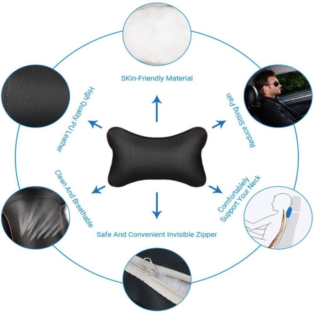 Comfortable Auto Seat Head Neck Rest Cushion PU Leather Headrest Pillow Pad Car Decoration