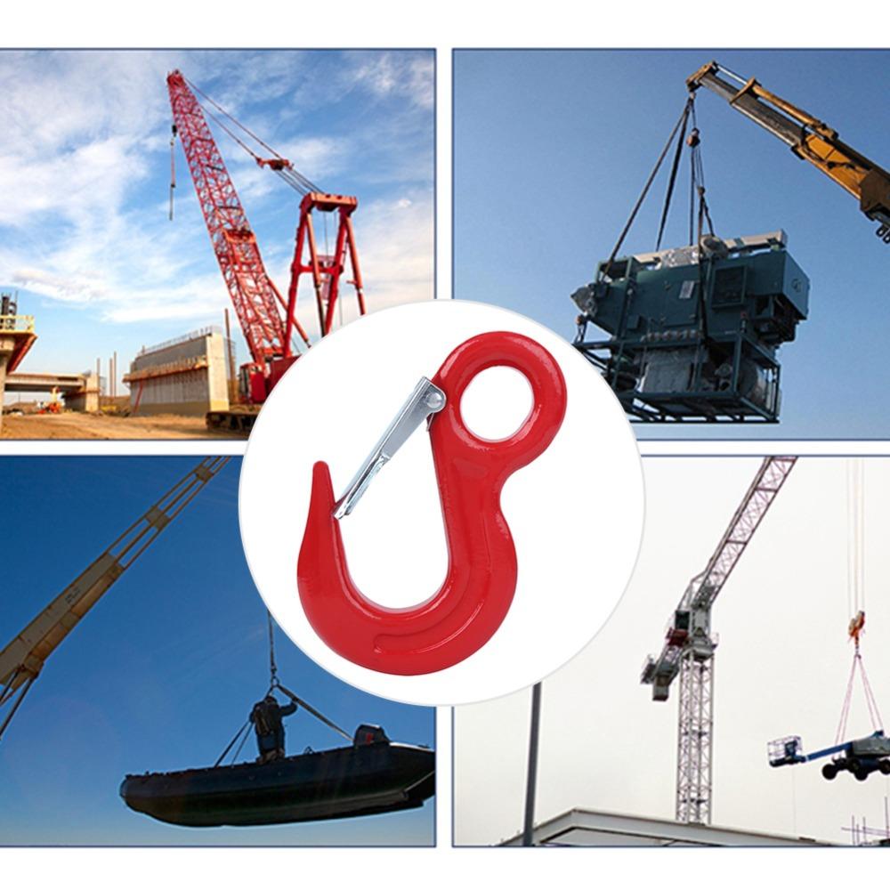 5000kg Load Capacity Alloy Steel Crane Hook Red Safety Latch Hook Ship Construction