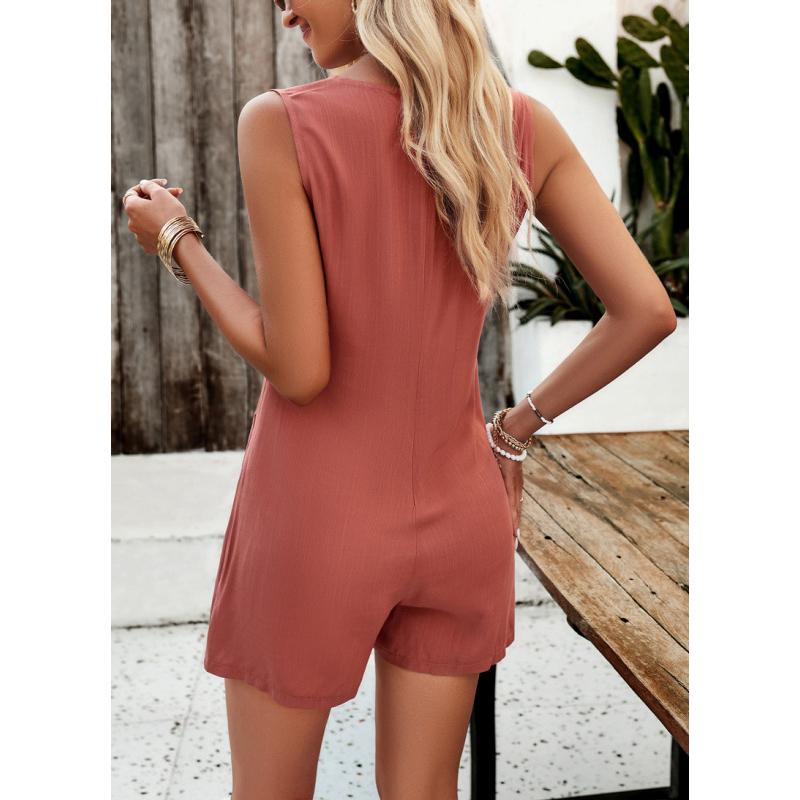 Новый летний повседневный однотонный женский комбинезон, цельный женский короткий боди, комбинезон для женщин