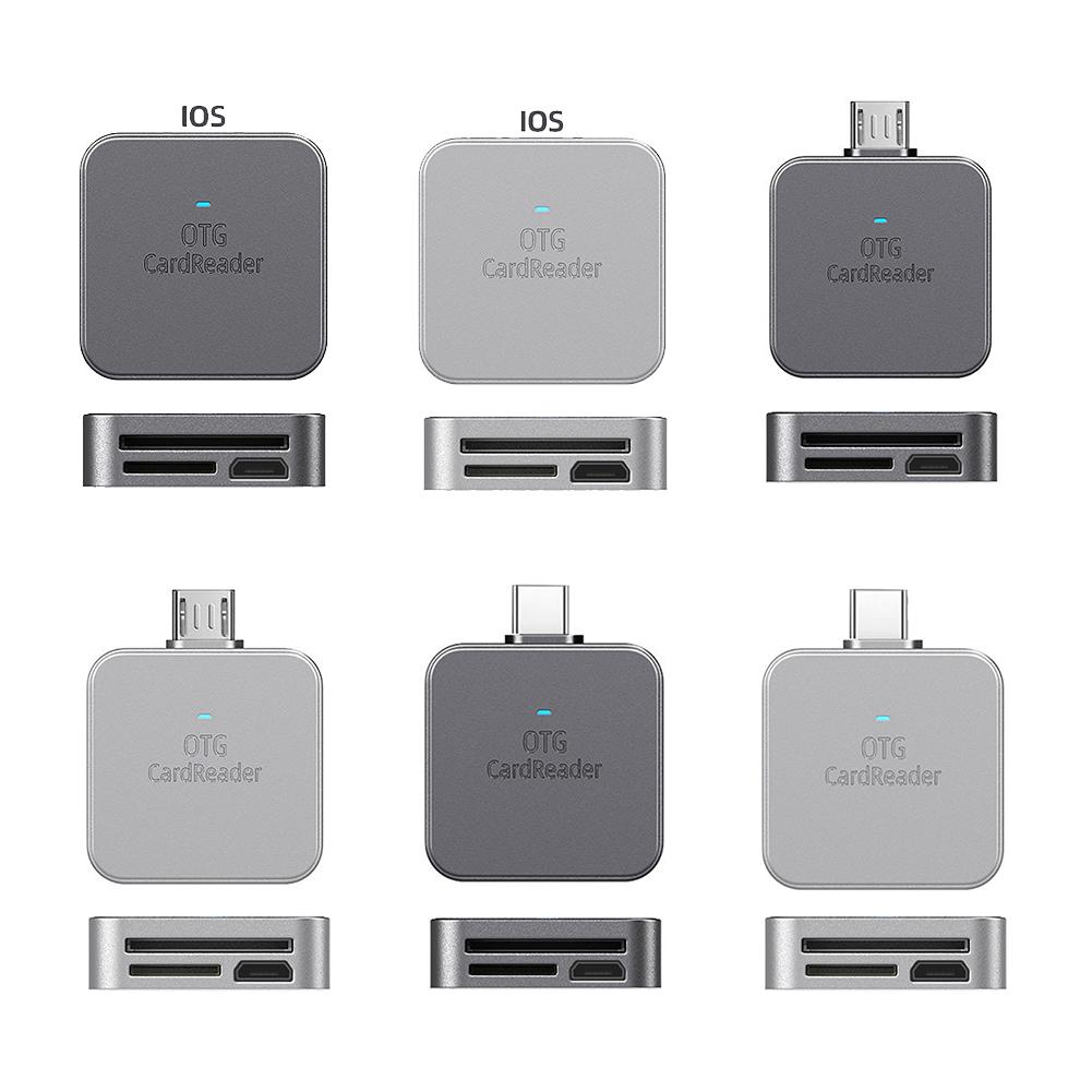 2-в-1 для SD TF Card Reader Data Converter Мобильный телефон Внешний Card Reader для iPhone Micro Type-C Phone Tablet