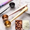 Two-in-one Stainless Steel Coffee Spoon Sealing Clip Kitchen Gold Accessories Recipient Cafe Expresso Cucharilla Decoration