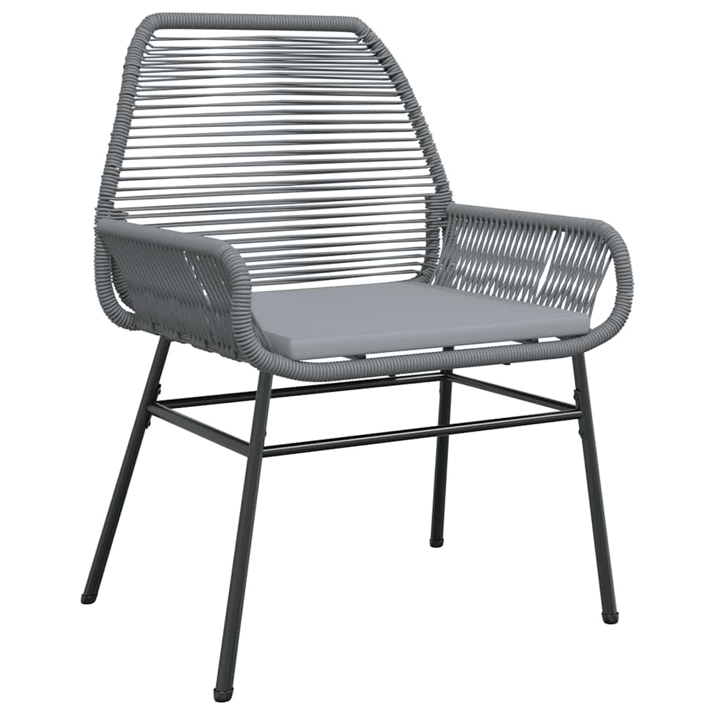 5 Piece Garden Dining Set with Cushions Grey Poly Rattan Glass Table