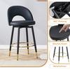 360 degrees swivel bar stool, entirely black, PU seat cushion, comfortable padded, suitable for bars, dining rooms, kitchens, patios